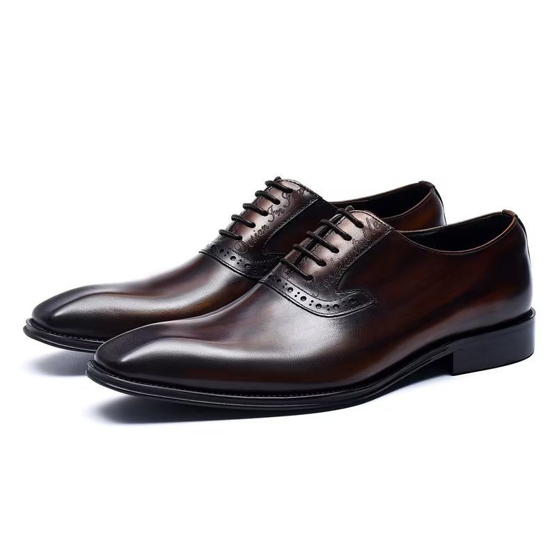 Formelle Herrenschuhe Elegante Oxford-schnürschuhe Aus Leder - Kaffee