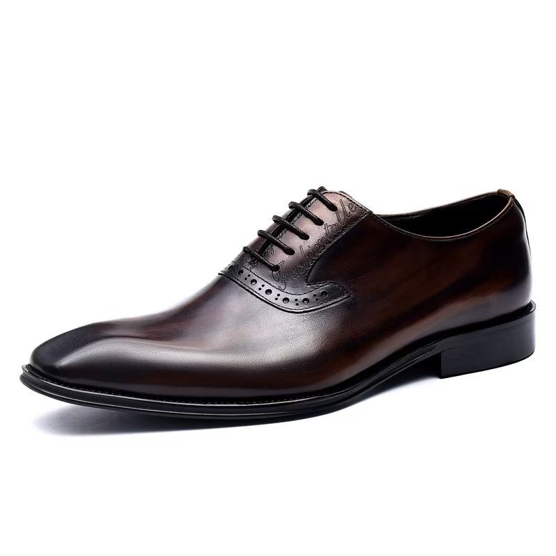 Formelle Herrenschuhe Elegante Oxford-schnürschuhe Aus Leder - Kaffee