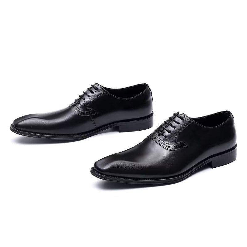 Formelle Herrenschuhe Elegante Oxford-schnürschuhe Aus Leder - Schwarz