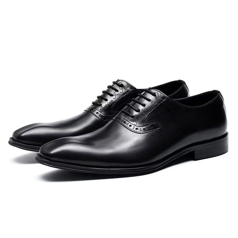 Formelle Herrenschuhe Elegante Oxford-schnürschuhe Aus Leder - Schwarz