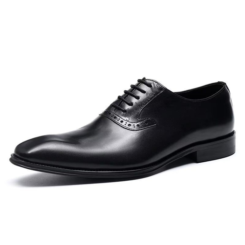 Formelle Herrenschuhe Elegante Oxford-schnürschuhe Aus Leder - Schwarz