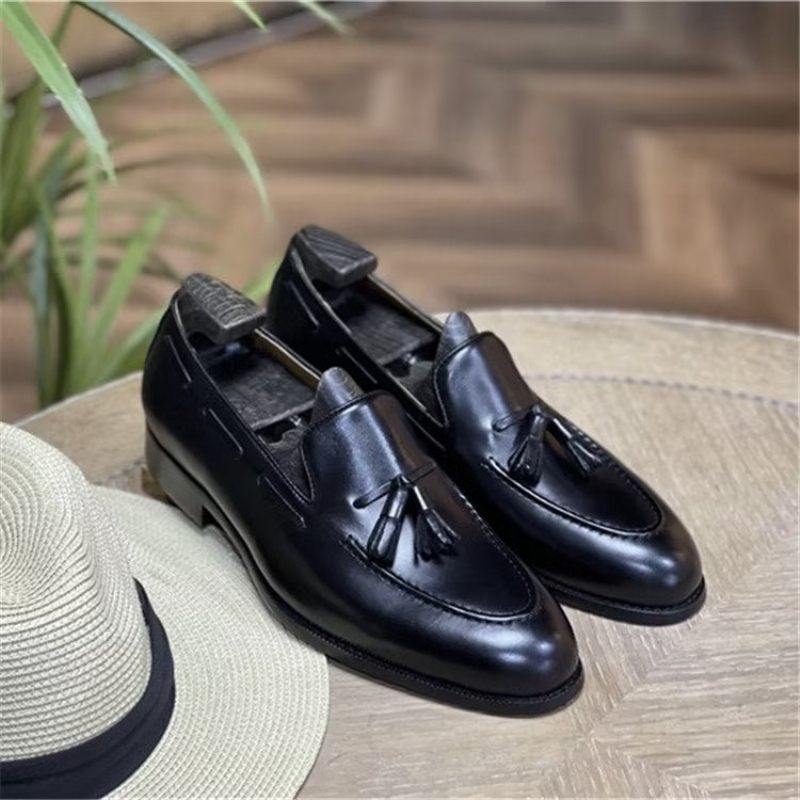 Formelle Herrenschuhe Elegante Oxford-schuhe Aus Leder Im Brogue-stil Mit Quasten - Schwarz