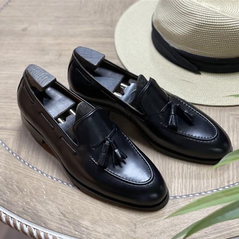 Formelle Herrenschuhe Elegante Oxford-schuhe Aus Leder Im Brogue-stil Mit Quasten - Schwarz