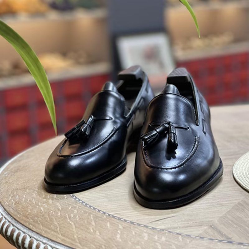 Formelle Herrenschuhe Elegante Oxford-schuhe Aus Leder Im Brogue-stil Mit Quasten - Schwarz