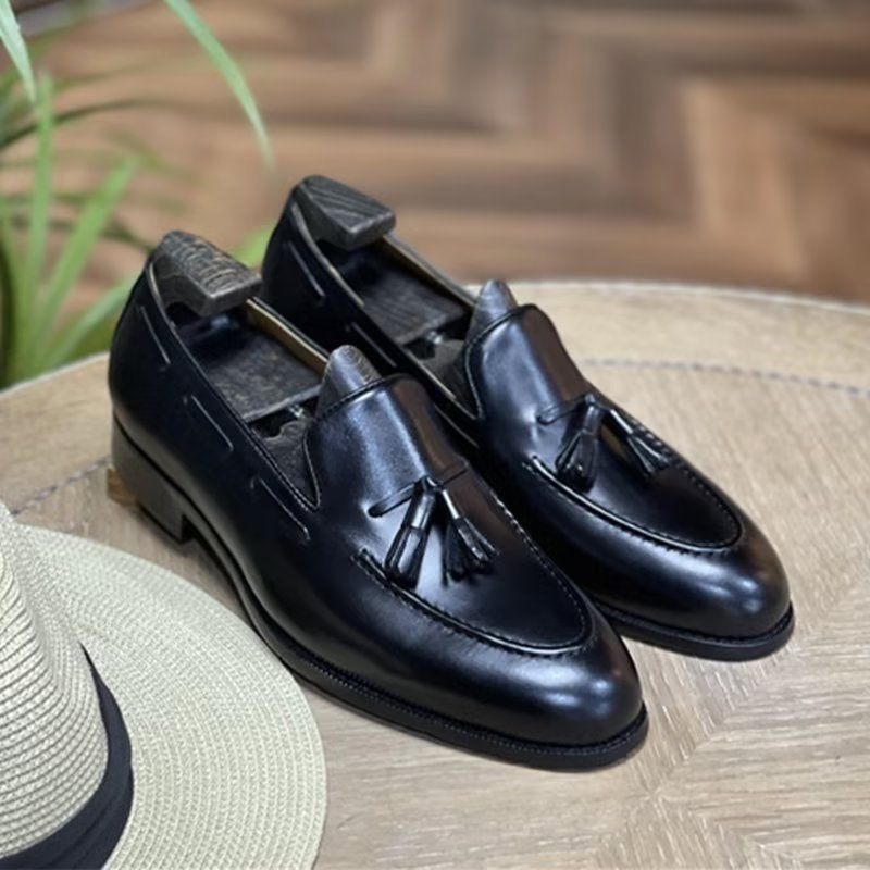 Formelle Herrenschuhe Elegante Oxford-schuhe Aus Leder Im Brogue-stil Mit Quasten - Schwarz