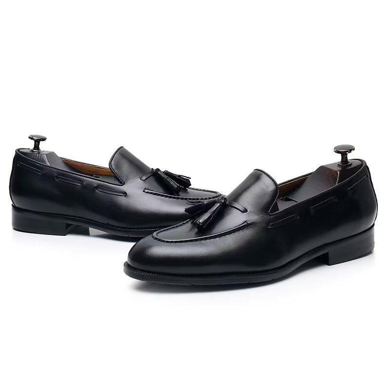 Formelle Herrenschuhe Elegante Oxford-schuhe Aus Leder Im Brogue-stil Mit Quasten - Schwarz