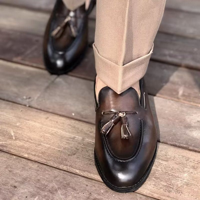 Formelle Herrenschuhe Elegante Oxford-schuhe Aus Leder Im Brogue-stil Mit Quasten - Kaffee