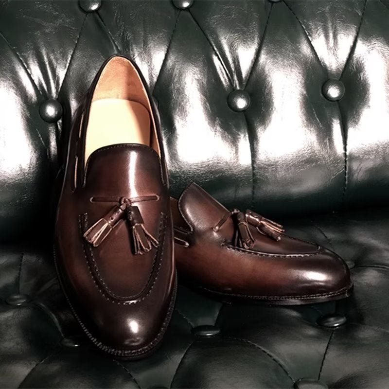 Formelle Herrenschuhe Elegante Oxford-schuhe Aus Leder Im Brogue-stil Mit Quasten - Kaffee