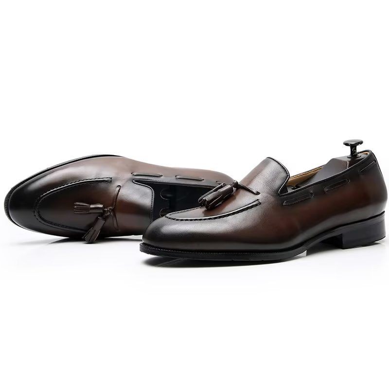 Formelle Herrenschuhe Elegante Oxford-schuhe Aus Leder Im Brogue-stil Mit Quasten - Kaffee