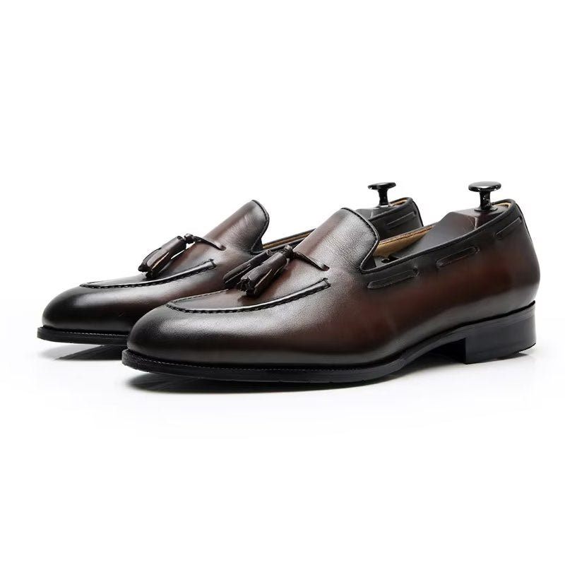 Formelle Herrenschuhe Elegante Oxford-schuhe Aus Leder Im Brogue-stil Mit Quasten - Kaffee