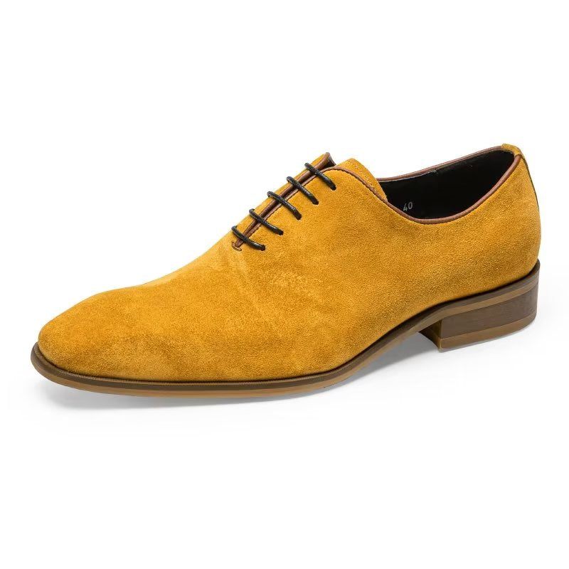 Formelle Herrenschuhe Elegante Oxford-schuhe Aus Wildleder - Gelb