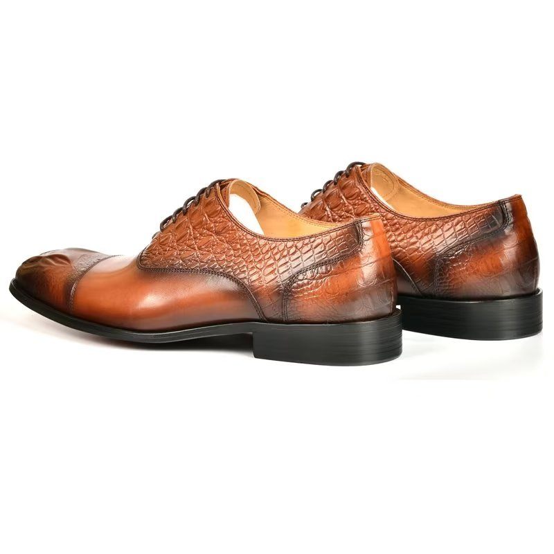 Formelle Herrenschuhe Elegante Oxford-schuhe Mit Krokodilstruktur - Braun