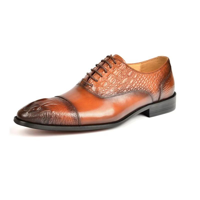 Formelle Herrenschuhe Elegante Oxford-schuhe Mit Krokodilstruktur - Braun