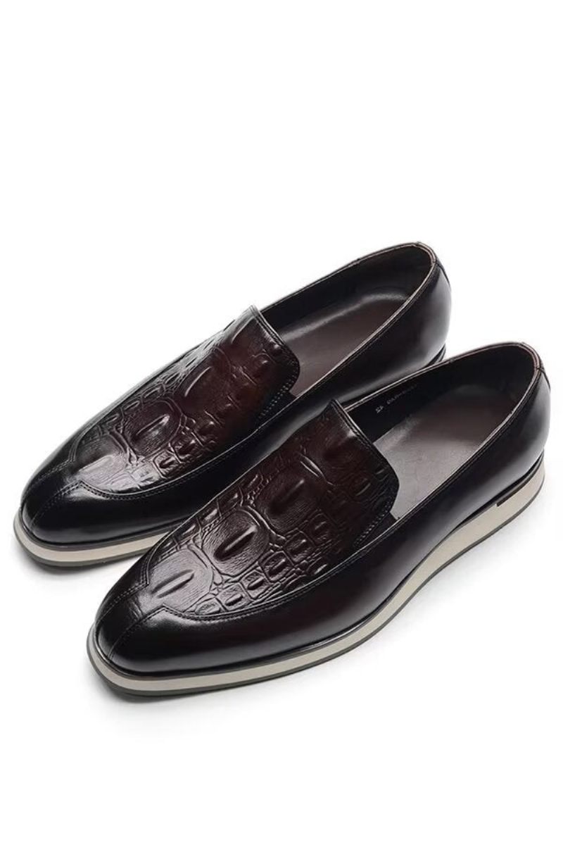 Formelle Herrenschuhe Elegante Slip-on-kleideraccessoires Aus Leder - Kaffee