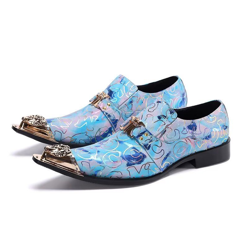 Formelle Herrenschuhe Elegante Slip-on-schuhe Aus Echtem Leder - Blau