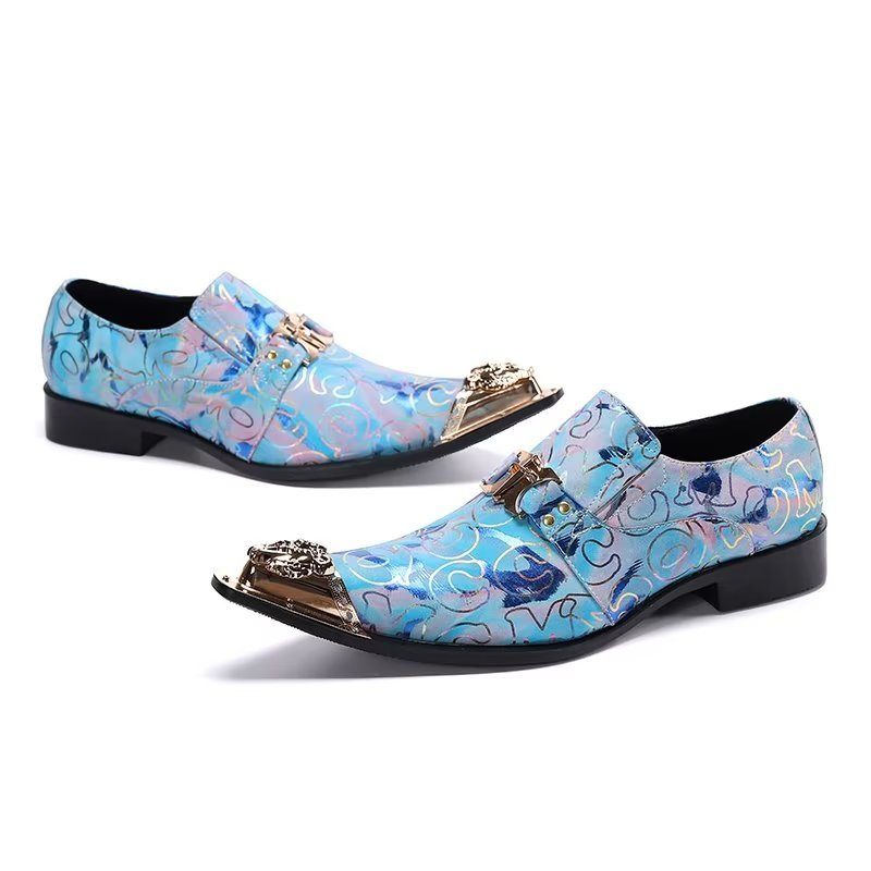 Formelle Herrenschuhe Elegante Slip-on-schuhe Aus Echtem Leder - Blau