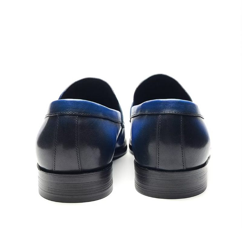 Formelle Herrenschuhe Elegante Slip-on-schuhe Aus Rindsleder - Blau