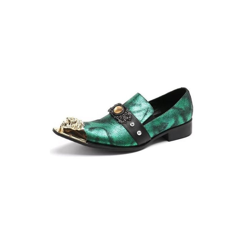 Formelle Herrenschuhe Elegante Slip-on-schuhe Mit Exotischer Prägung - Grün