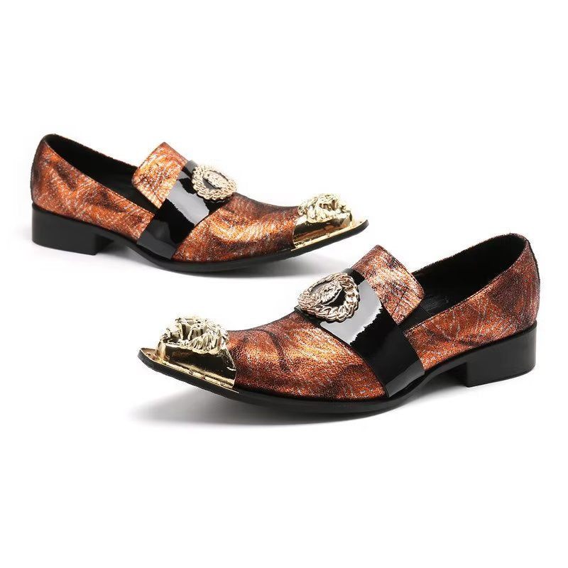 Formelle Herrenschuhe Elegante Slip-on-schuhe Mit Exotischer Prägung - Gold