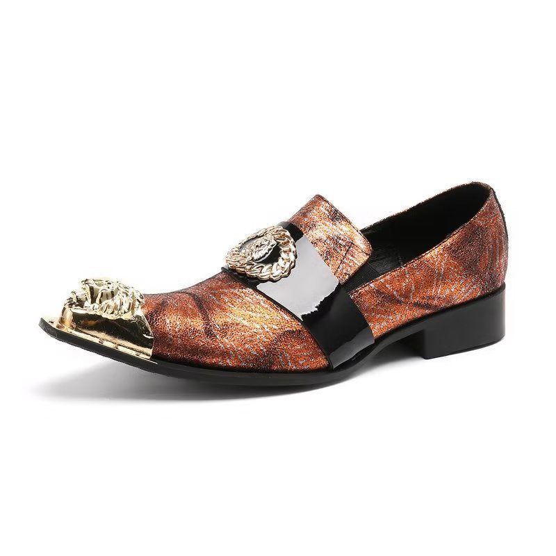 Formelle Herrenschuhe Elegante Slip-on-schuhe Mit Exotischer Prägung - Gold