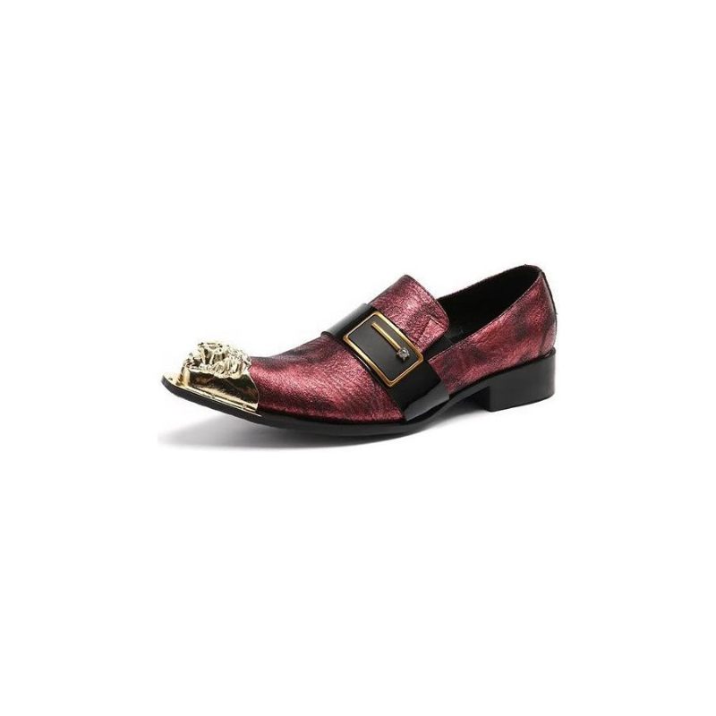 Formelle Herrenschuhe Elegante Slip-on-schuhe Mit Exotischer Prägung - Rot