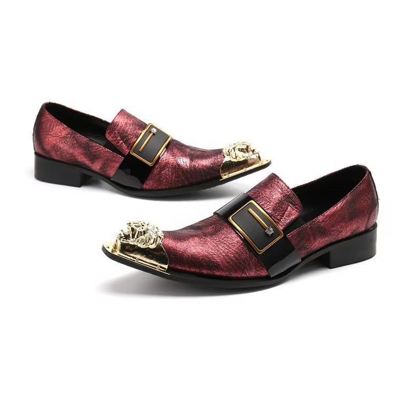 Formelle Herrenschuhe Elegante Slip-on-schuhe Mit Exotischer Prägung - Rot