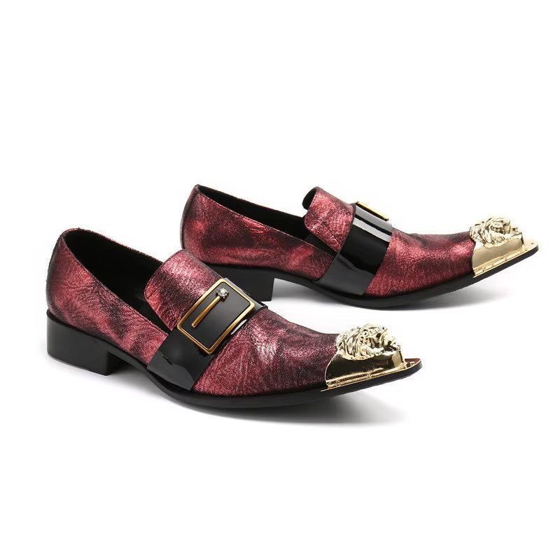 Formelle Herrenschuhe Elegante Slip-on-schuhe Mit Exotischer Prägung - Rot