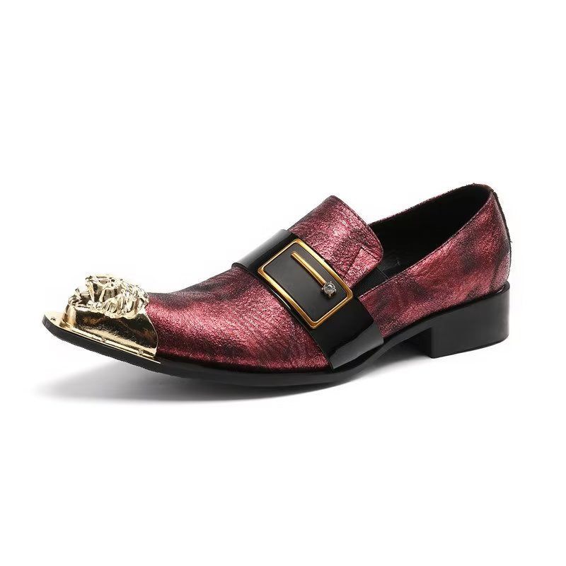 Formelle Herrenschuhe Elegante Slip-on-schuhe Mit Exotischer Prägung - Rot