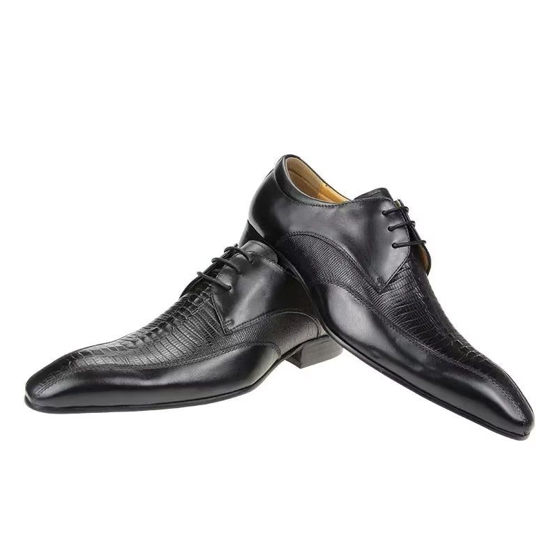 Formelle Herrenschuhe Elegantes Krokodilleder Luxuriöse Brogue-oxford-schuhe - Schwarz