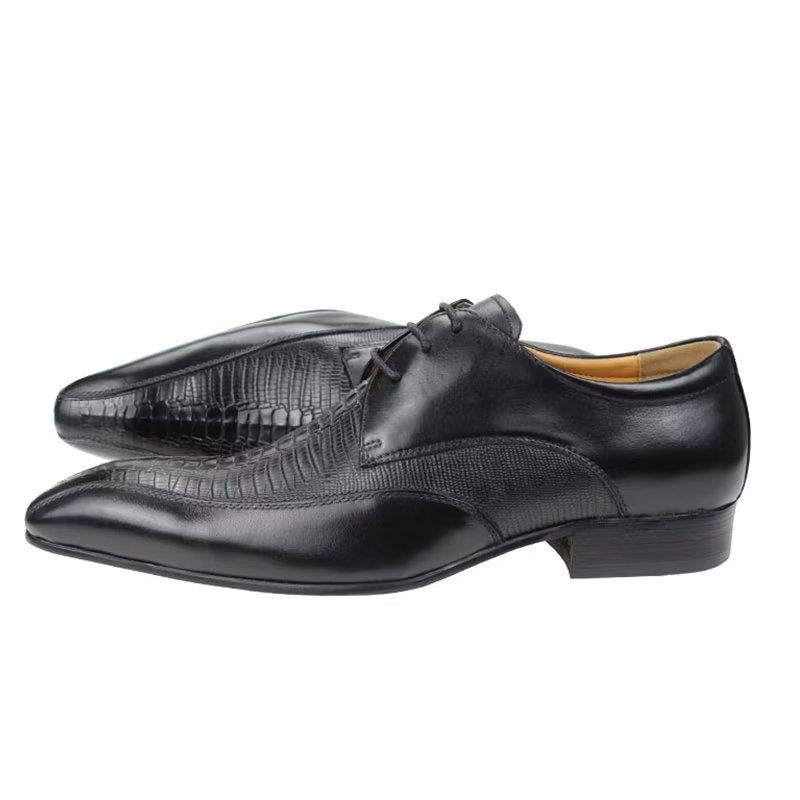 Formelle Herrenschuhe Elegantes Krokodilleder Luxuriöse Brogue-oxford-schuhe - Schwarz