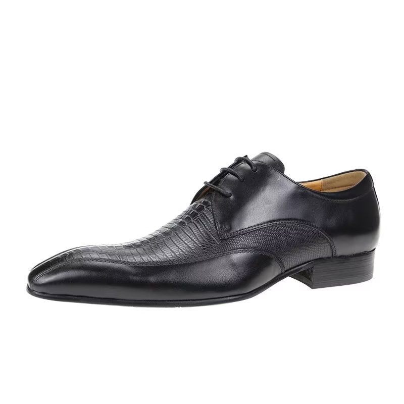 Formelle Herrenschuhe Elegantes Krokodilleder Luxuriöse Brogue-oxford-schuhe - Schwarz