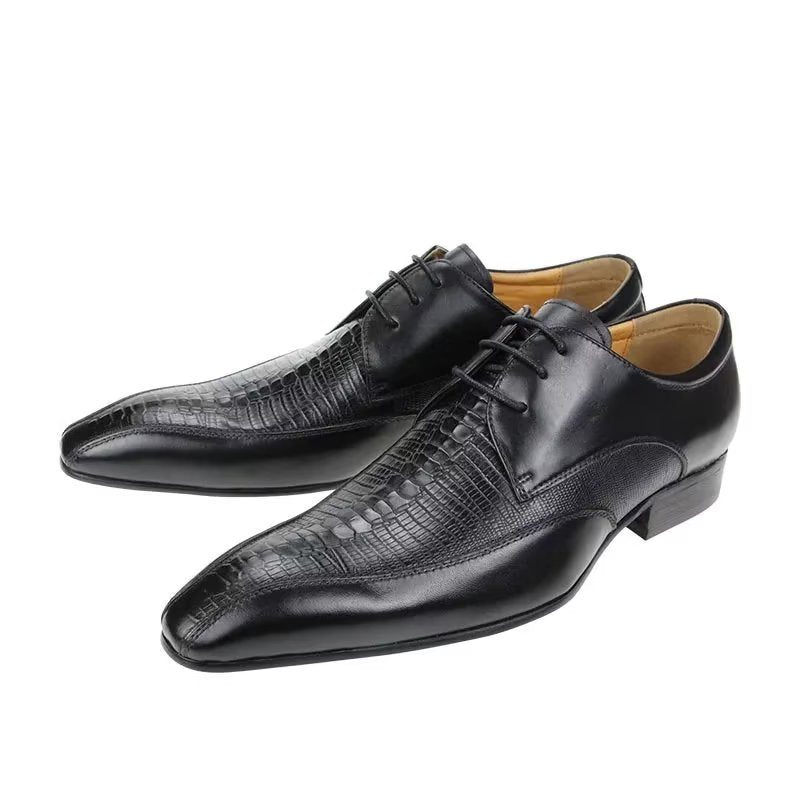 Formelle Herrenschuhe Elegantes Krokodilleder Luxuriöse Brogue-oxford-schuhe - Schwarz