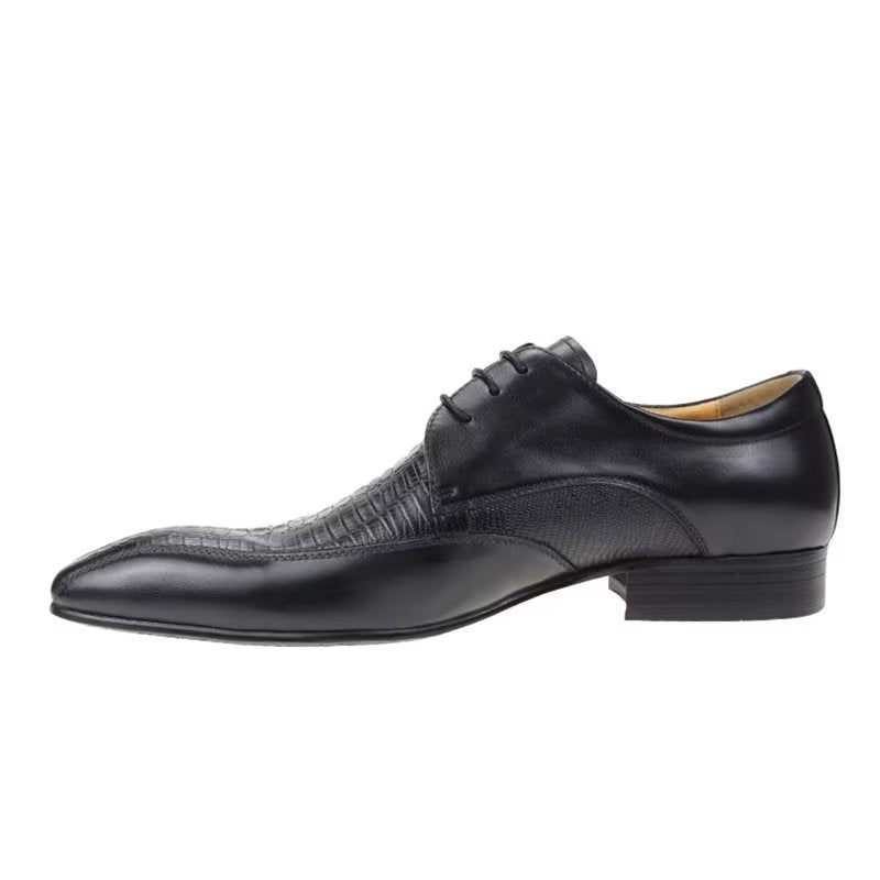 Formelle Herrenschuhe Elegantes Krokodilleder Luxuriöse Brogue-oxford-schuhe - Schwarz