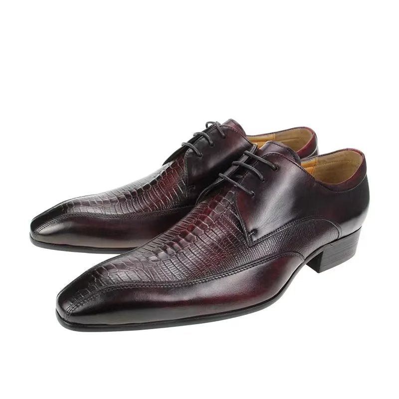 Formelle Herrenschuhe Elegantes Krokodilleder Luxuriöse Brogue-oxford-schuhe - Rot