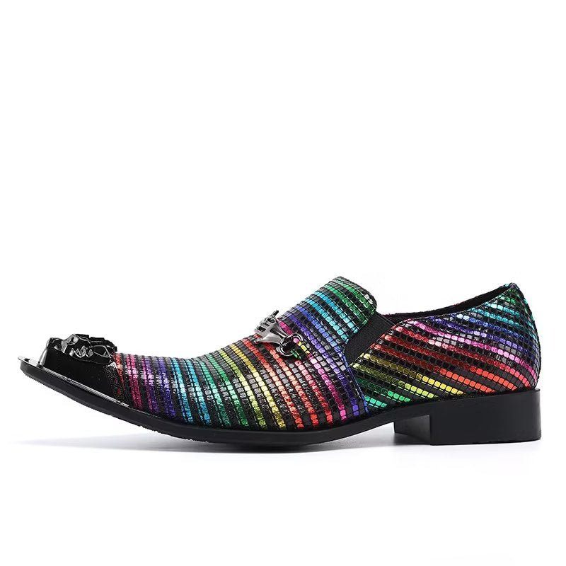 Formelle Herrenschuhe Exotische Eleganz Slip-on-schuhe Aus Echtem Leder - Mehrfarbig