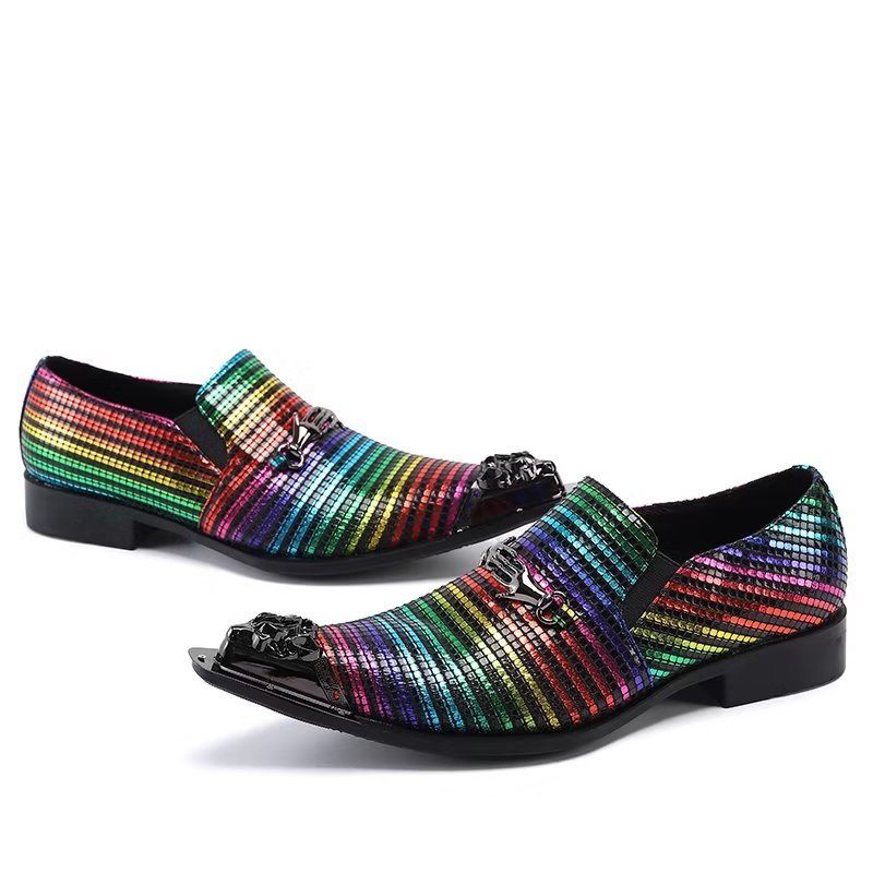 Formelle Herrenschuhe Exotische Eleganz Slip-on-schuhe Aus Echtem Leder - Mehrfarbig