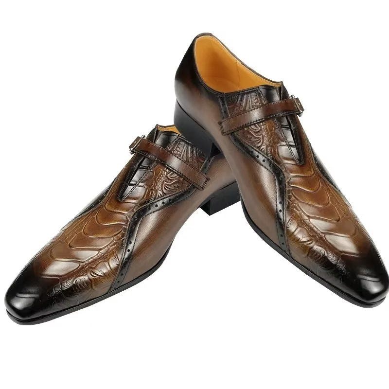 Formelle Herrenschuhe Exotische Hochzeits-brogue-schuhe Aus Echtem Leder - Kaffee