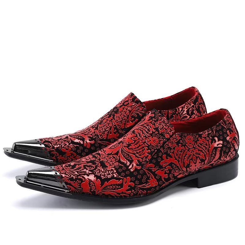 Formelle Herrenschuhe Exotische Luxus-slip-on-eleganz-kleiderschuhe Aus Leder - Rot