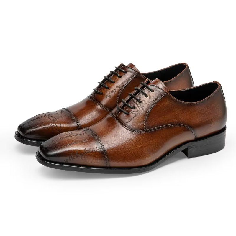 Formelle Herrenschuhe Exotische Oxford-schuhe Aus Rindsleder - Kaffee