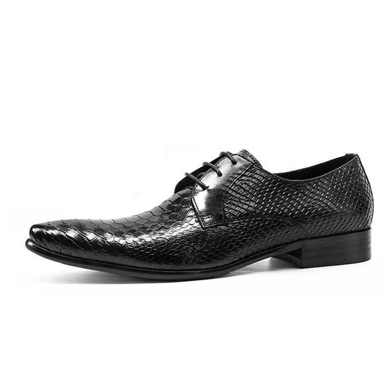 Formelle Herrenschuhe Exotische Retro-schnürschuhe Mit Wingtip-oxford-schuhen - Schwarz