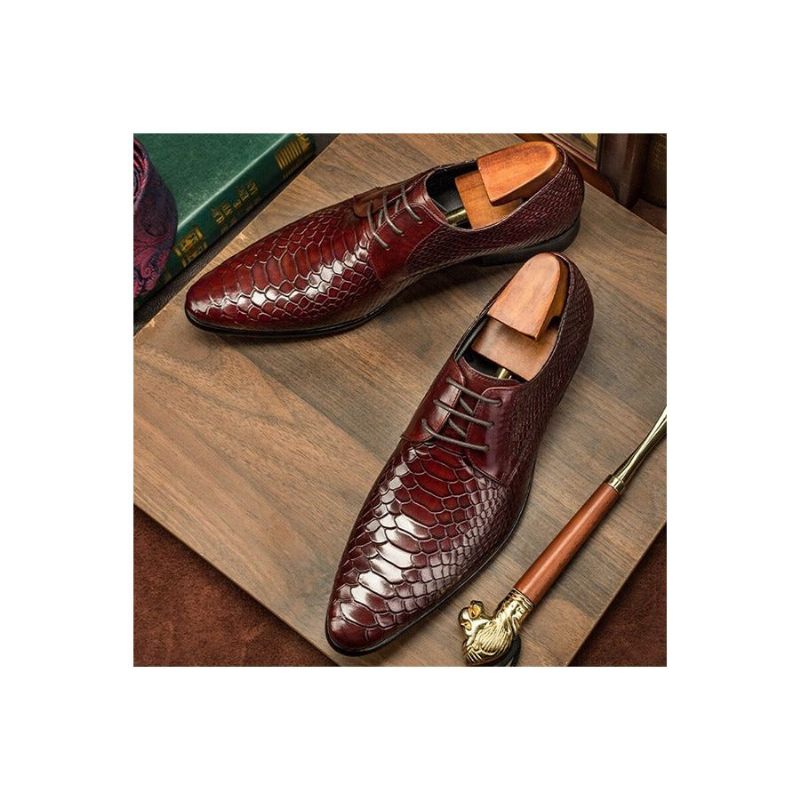 Formelle Herrenschuhe Exotische Retro-schnürschuhe Mit Wingtip-oxford-schuhen - Rot