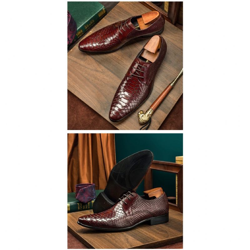 Formelle Herrenschuhe Exotische Retro-schnürschuhe Mit Wingtip-oxford-schuhen - Rot