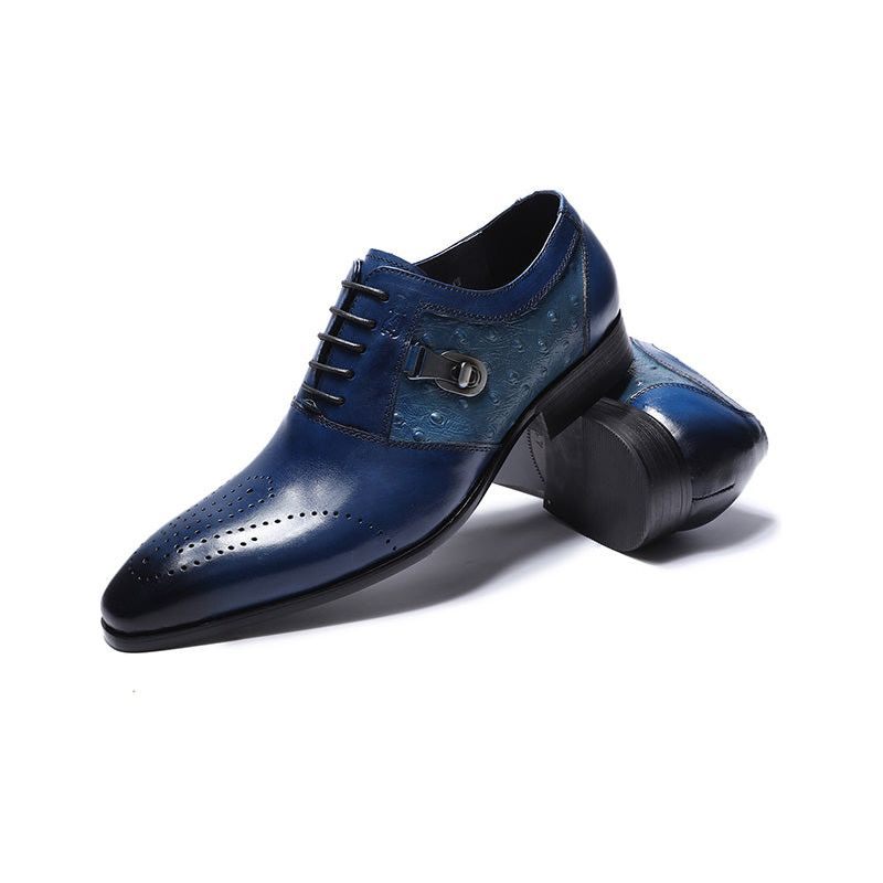 Formelle Herrenschuhe Exotische Schnür-oxford-brogue-freizeitschuhe - Blau