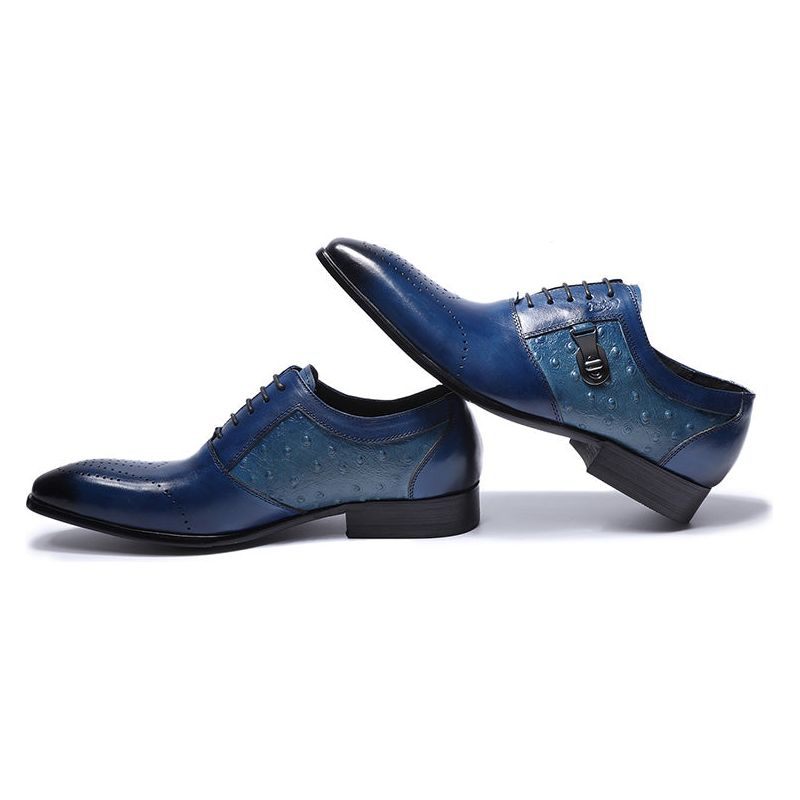 Formelle Herrenschuhe Exotische Schnür-oxford-brogue-freizeitschuhe - Blau