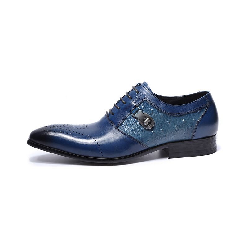 Formelle Herrenschuhe Exotische Schnür-oxford-brogue-freizeitschuhe - Blau