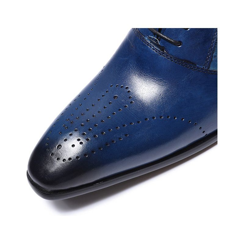 Formelle Herrenschuhe Exotische Schnür-oxford-brogue-freizeitschuhe - Blau