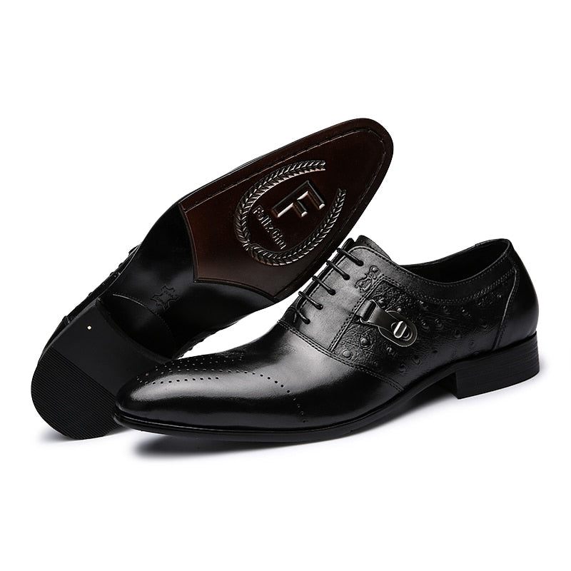 Formelle Herrenschuhe Exotische Schnür-oxford-brogue-freizeitschuhe - Schwarz