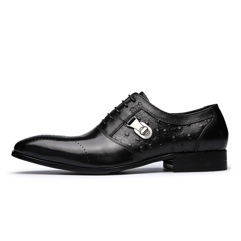 Formelle Herrenschuhe Exotische Schnür-oxford-brogue-freizeitschuhe - Schwarz