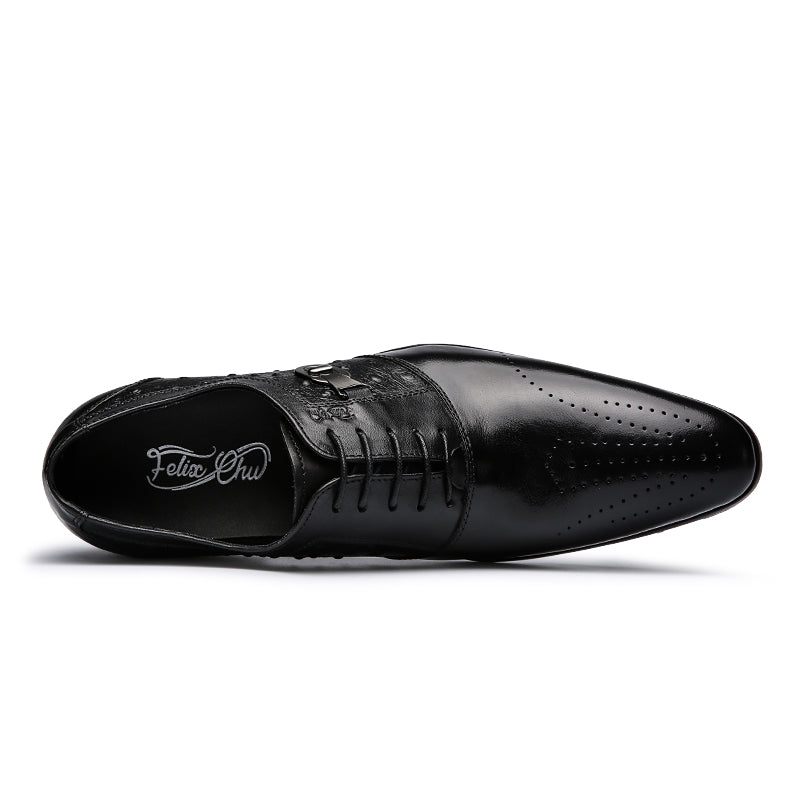 Formelle Herrenschuhe Exotische Schnür-oxford-brogue-freizeitschuhe - Schwarz