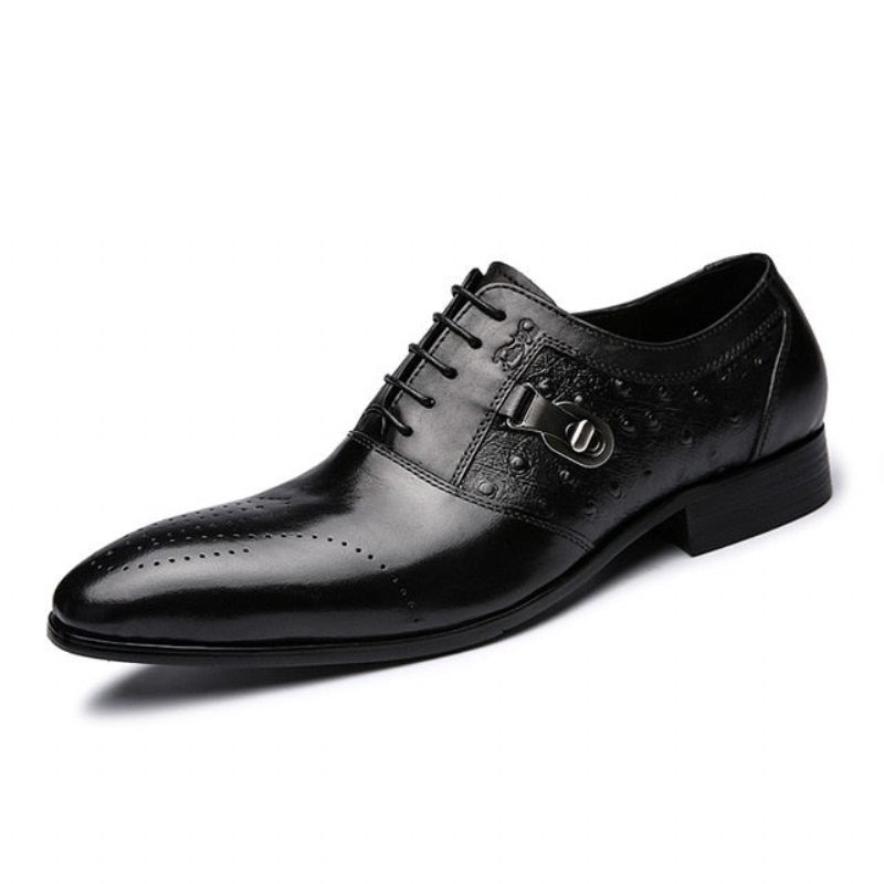 Formelle Herrenschuhe Exotische Schnür-oxford-brogue-freizeitschuhe - Schwarz